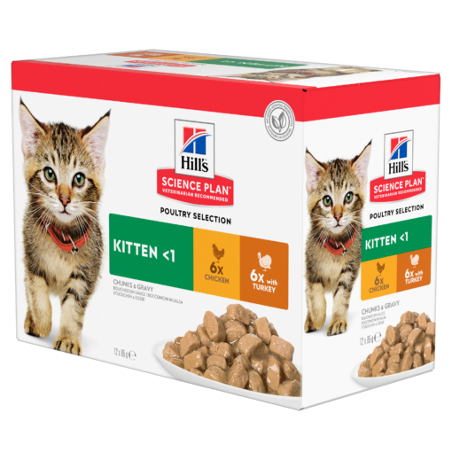 Hill’s Science Plan Kitten Wet Cat Food Multipack with Chicken, Turkey Pouches 85g