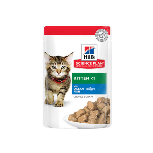 Hill’s Science Plan Tender Chunks In Gravy Kitten With Ocean Fish Wet Pouches 85g